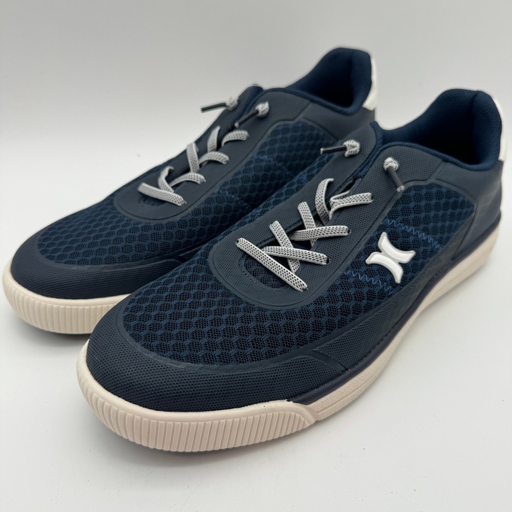 Hurley Exeter Mens Sneakers Navy Blue Mesh Bungee Lace Athletic Shoes Size 13